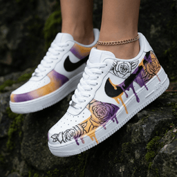 Rose Pattern Purple Orange Custom Air Force 1 - view 2