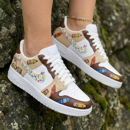 School Supplies Pattern Brown Beige Custom Air Force 1 - view 2