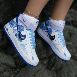 Rose Pattern Baby Blue and Lavender Custom Air Force 1 - view 2