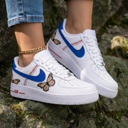 Butterflies and Baseball Stitch Blue Custom Air Force 1 - view 2