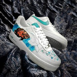 Sea Wave Fish Blue Orange Brown Custom Air Force 1 - view 4