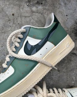 Camouflage Swoosh Green White Custom Air Force 1 - view 2
