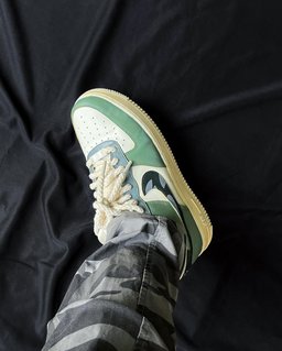 Camouflage Swoosh Green White Custom Air Force 1 - view 3