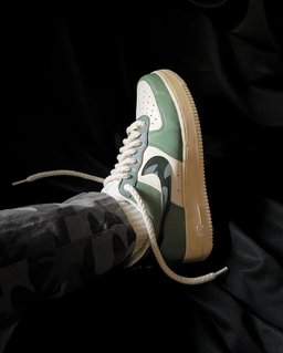 Camouflage Swoosh Green White Custom Air Force 1 - view 4