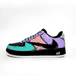 Navy Blue Pink Purple Reverse Swoosh Custom Air Force 1 - view 2