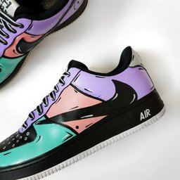 Navy Blue Pink Purple Reverse Swoosh Custom Air Force 1 - view 3