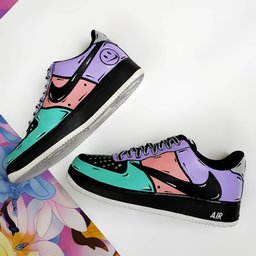 Navy Blue Pink Purple Reverse Swoosh Custom Air Force 1 - view 5