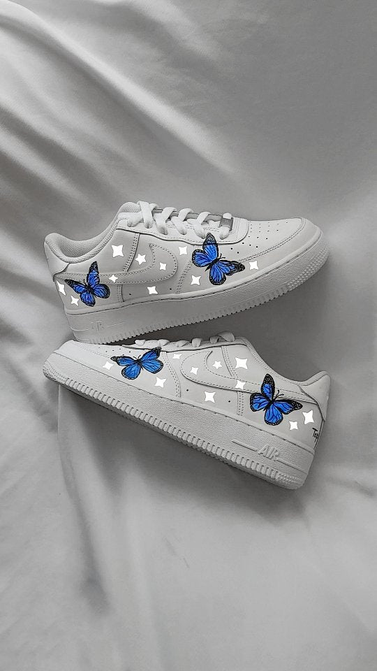 Silvery Star Blue Butterfly Custom Air Force 1