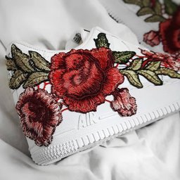 Embroidery Rose Red  Custom Air Force 1 - view 4