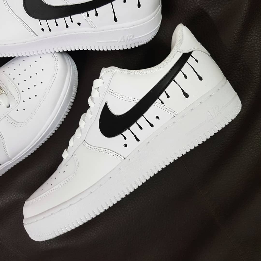 Dripping Swoosh Black Custom Air Force 1
