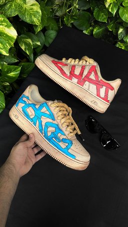 Classical Thick Lace Blue Pink Font Custom Air Force 1