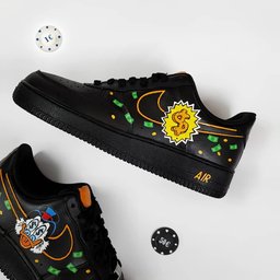 Cartoon Duck Money Black Green Custom Air Force 1 - view 3