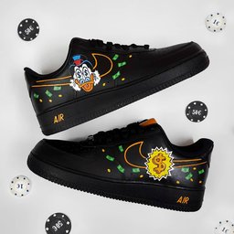 Cartoon Duck Money Black Green Custom Air Force 1 - view 4