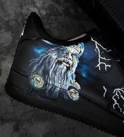 Cartoon Magiac Word Wizard Lightning Black White Custom Air Force 1 - view 2