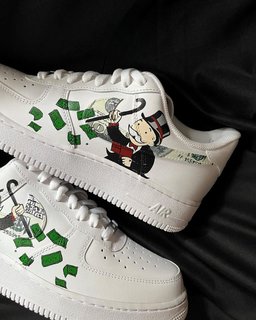 Millionare Money Cartoon Role Green White Custom Air Force 1 - view 2