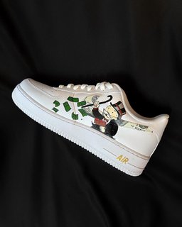 Millionare Money Cartoon Role Green White Custom Air Force 1 - view 5