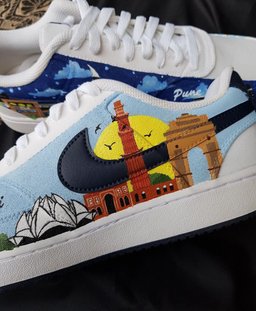 Village Moon Night Cloud Dark Light Blue Black Custom Air Force 1 - view 2