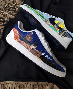 Village Moon Night Cloud Dark Light Blue Black Custom Air Force 1 - view 3