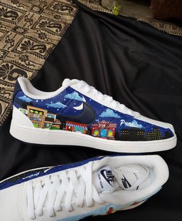 Village Moon Night Cloud Dark Light Blue Black Custom Air Force 1 - view 6