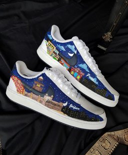 Village Moon Night Cloud Dark Light Blue Black Custom Air Force 1 - view 7