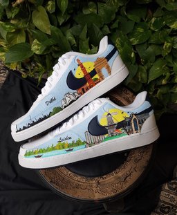 Village Moon Night Cloud Dark Light Blue Black Custom Air Force 1