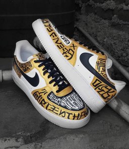Gothic Black Yellow Font Custom Air Force 1 - view 2