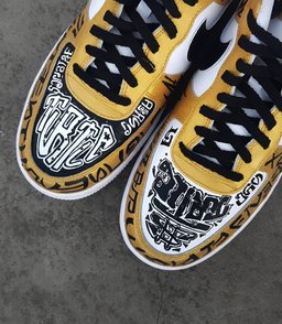 Gothic Black Yellow Font Custom Air Force 1 - view 3