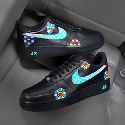 Flower Black Blue Purple Custom Air Force 1 - view 2