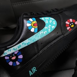 Flower Black Blue Purple Custom Air Force 1