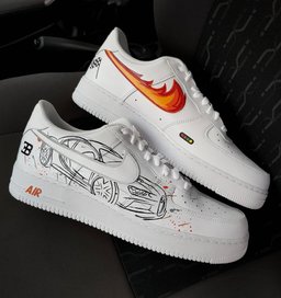 Car Fire Swoosh Orange White  Custom Air Force 1 - view 2