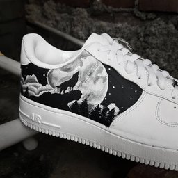 Moonlight Wolf forest Black White Custom Air Force 1 - view 2