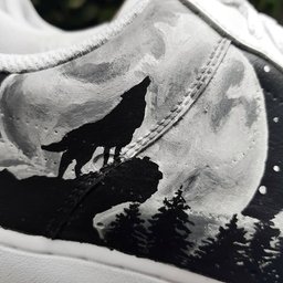 Moonlight Wolf forest Black White Custom Air Force 1 - view 3