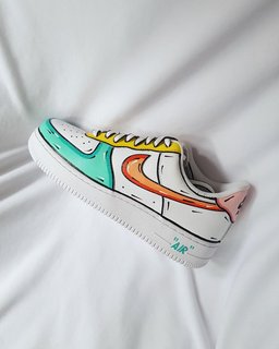 Orange Yellow Light Green Custom Air Force 1 - view 2