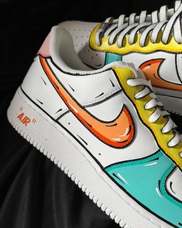 Orange Yellow Light Green Custom Air Force 1 - view 3