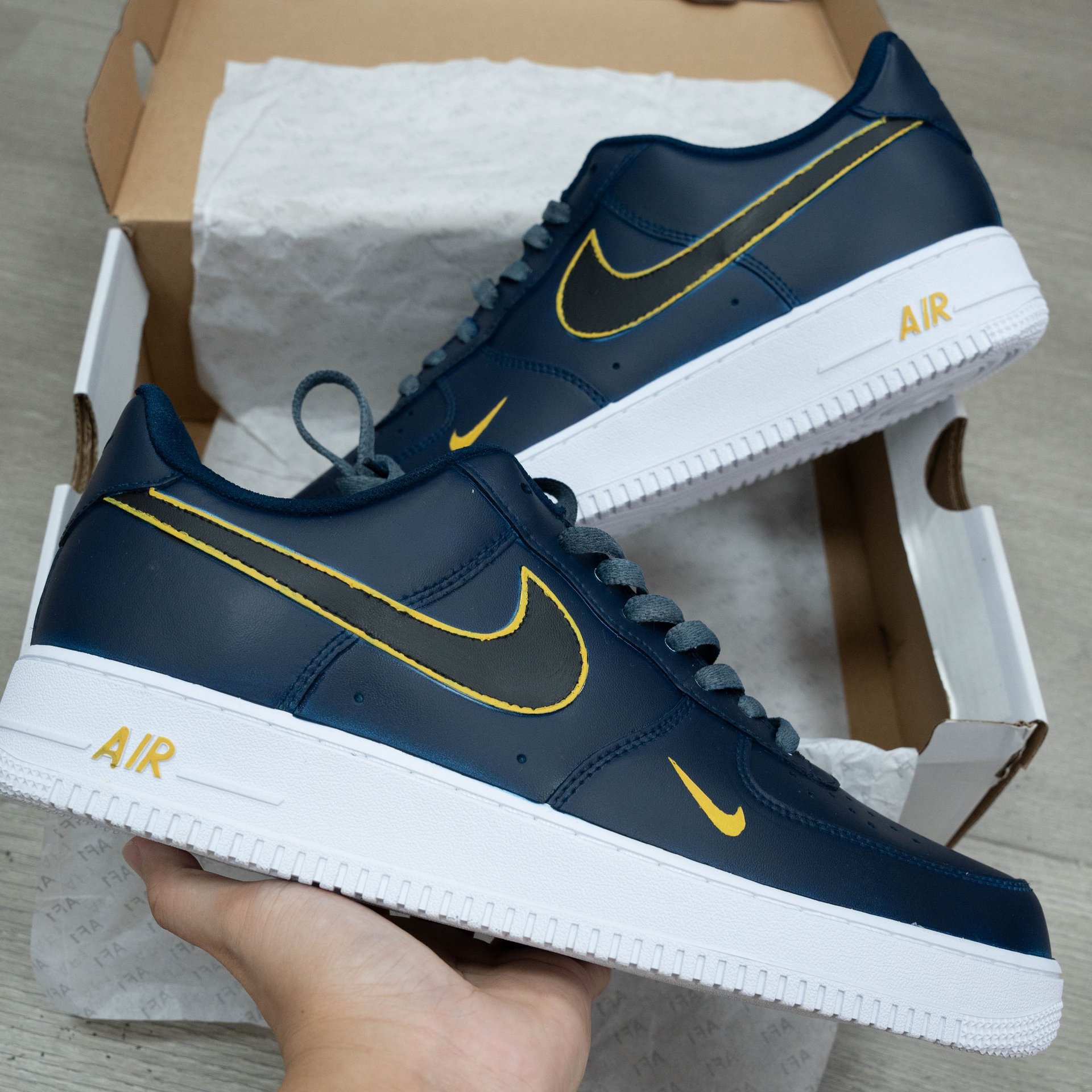 Gold Black Dark Blue Custom Air Force 1