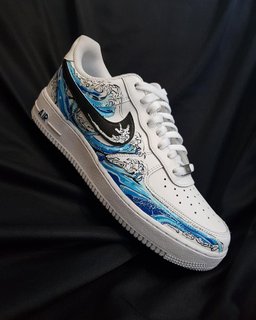 Sea Wave Blue Black Custom Air Force 1 - view 2
