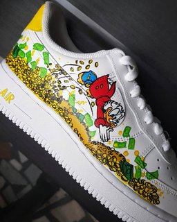Cartoon Duck Gold Coin Red Green Custom Air Force 1 - view 3