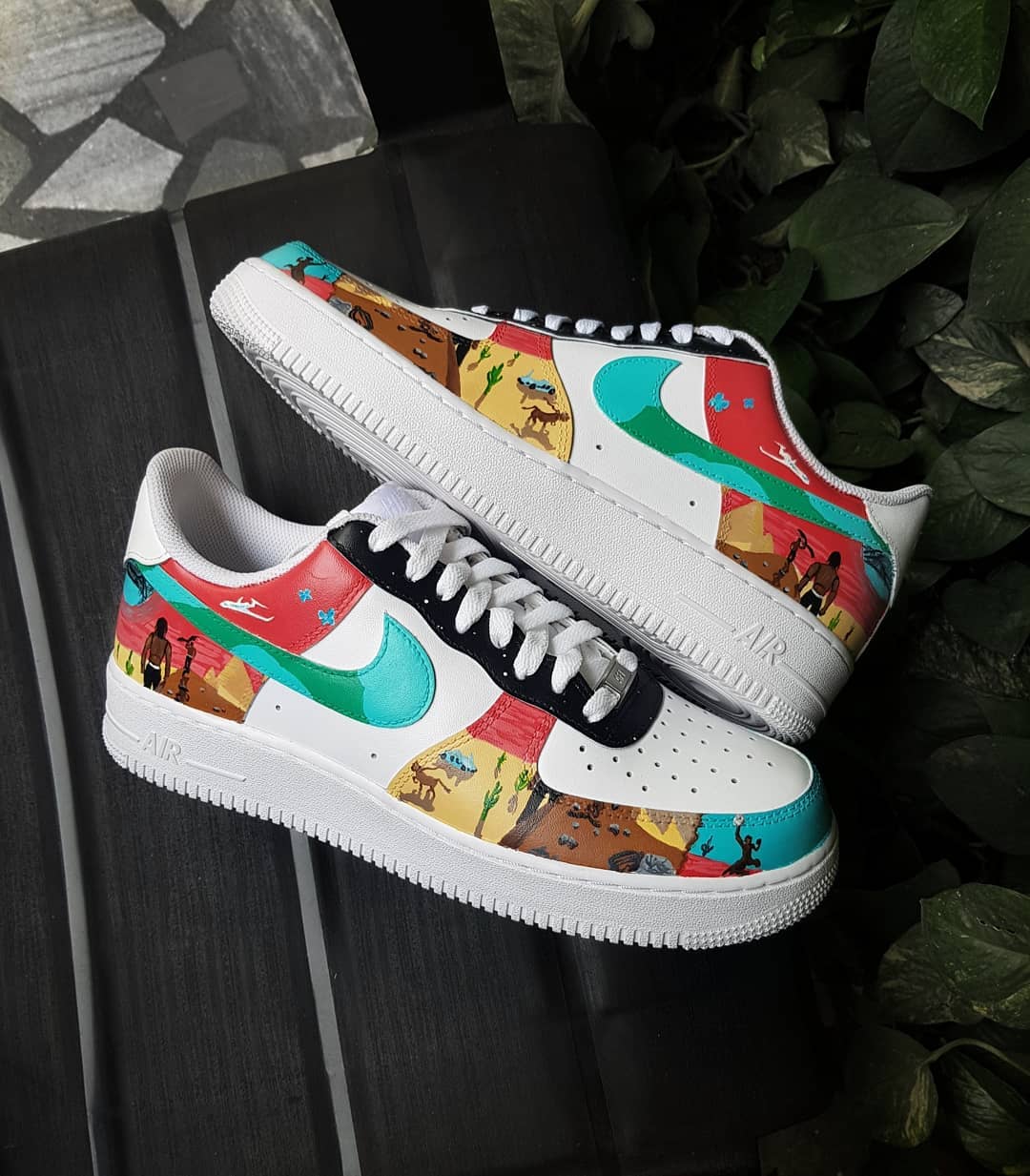 Sunset Desert Travelling Red Green Brown Custom Air Force 1