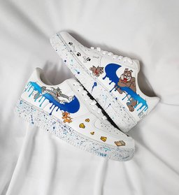 Cartoon Mouse Cat Dog Blue White Custom Air Force 1 - view 3
