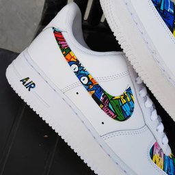 Graffiti Swoosh Blue Green Yellow Custom Air Force 1 - view 2