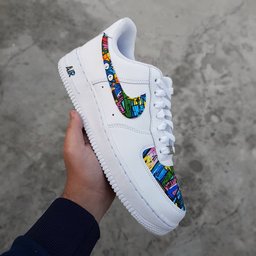 Graffiti Swoosh Blue Green Yellow Custom Air Force 1 - view 4