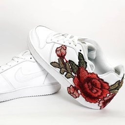 Embroidery Rose Red Blue Custom Nike Air Force 1 - view 2