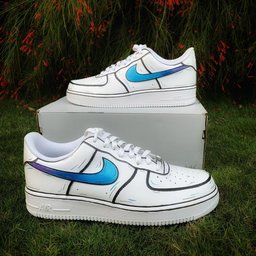 Blue Gradient Graffiti Custom Air Force 1 - view 2