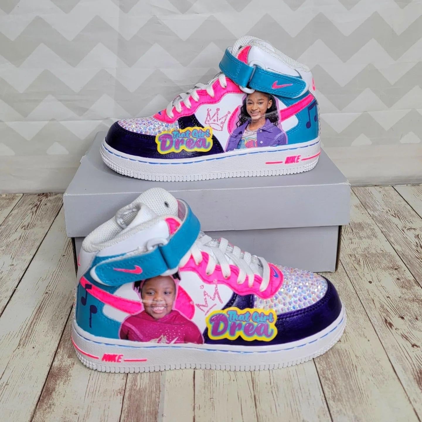 Pink Blue Kids Cartoon Custom Air Force 1