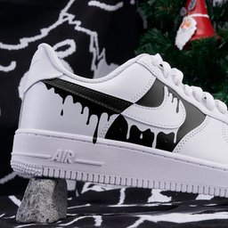 Handpainted Gradient Black White Drip Custom Air Force 1 - view 2