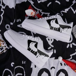 Handpainted Gradient Black White Drip Custom Air Force 1 - view 4