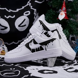 Handpainted Gradient Black White Drip Custom Air Force 1 - view 3