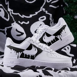 Handpainted Gradient Black White Drip Custom Air Force 1