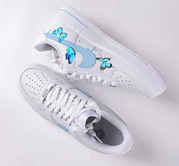 Blue Butterfly Graffiti Custom Air Force 1 - view 2