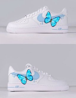 Blue Butterfly Graffiti Custom Air Force 1 - view 3